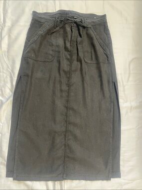 American Eagle Outfitters Charcoal Drawstring Midi Skirt